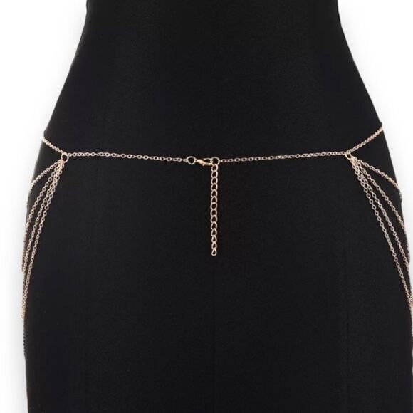 Gold Multilayer Chain Belt NEW - Picture 3 of 6